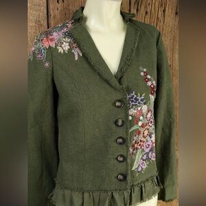 SUNDANCE EMBROIDERED LINEN JACKET TOP WOMEN’S new xl